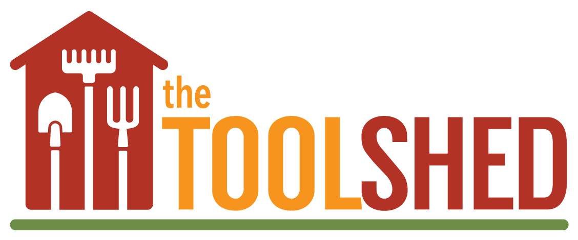 The Toolshed logo, featuring a graphic toolshed icon with a shovel, rake, and pitchfork inside